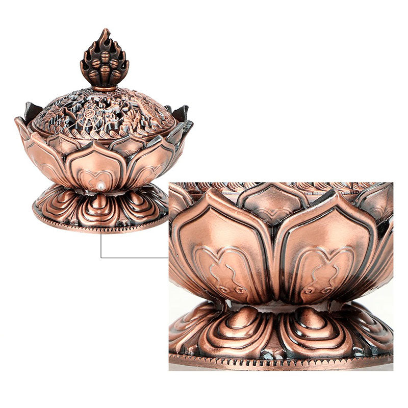 Brûleur d'encens purificateur en forme de lotus tibétain en Buddha Stones