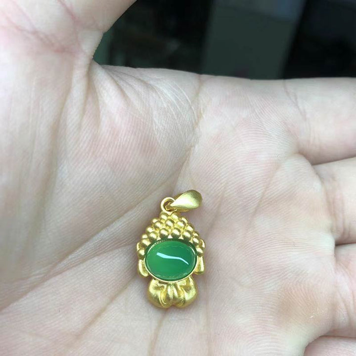 Collier avec pendentif Bouddha en jade blanc et succès - Agate verte - image 8