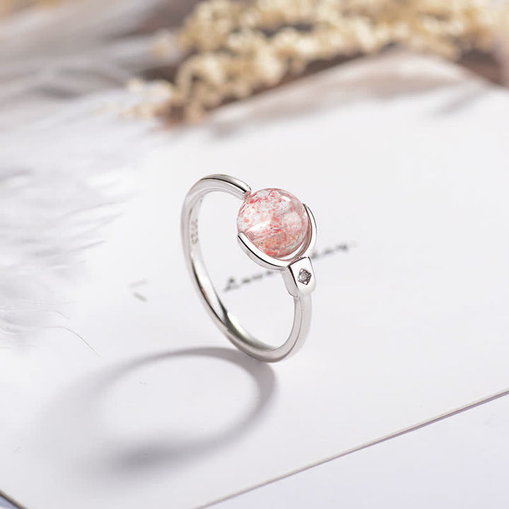 Bague rotative apaisante en cristal rose Buddha Stones - Cristal rose - image 0