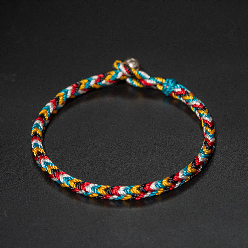 Bracelet tressé de protection en fil de cinq couleurs fait main avec Buddha Stones au Tibet - image 7