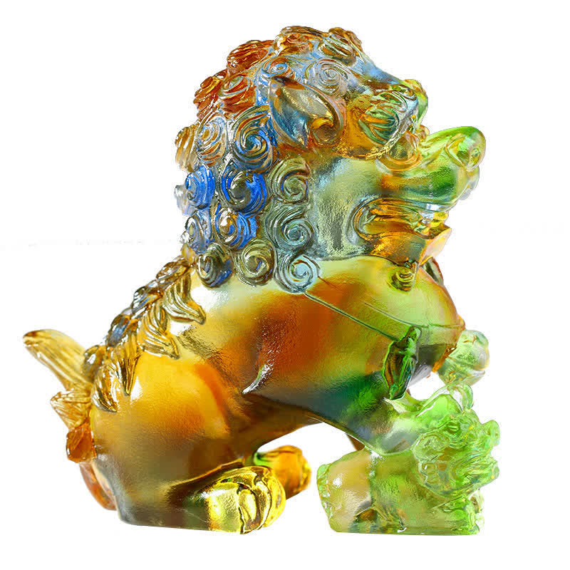 Pièce d'art en cristal de lion Liuli faite à la main Décoration de bureau à domicile