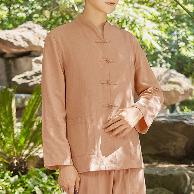 Ensemble pour homme en coton et lin avec Buddha Stones, pratique spirituelle zen, yoga, méditation, prière - SandyBrown - US/UK/AU48，EU58 (6XL) - image 10