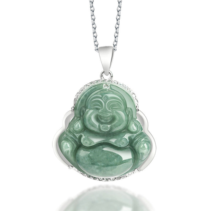 Buddha Stones en argent sterling 925 et jade Bouddha rieur - Jade (Prospérité ♥ Abondance) - image 1