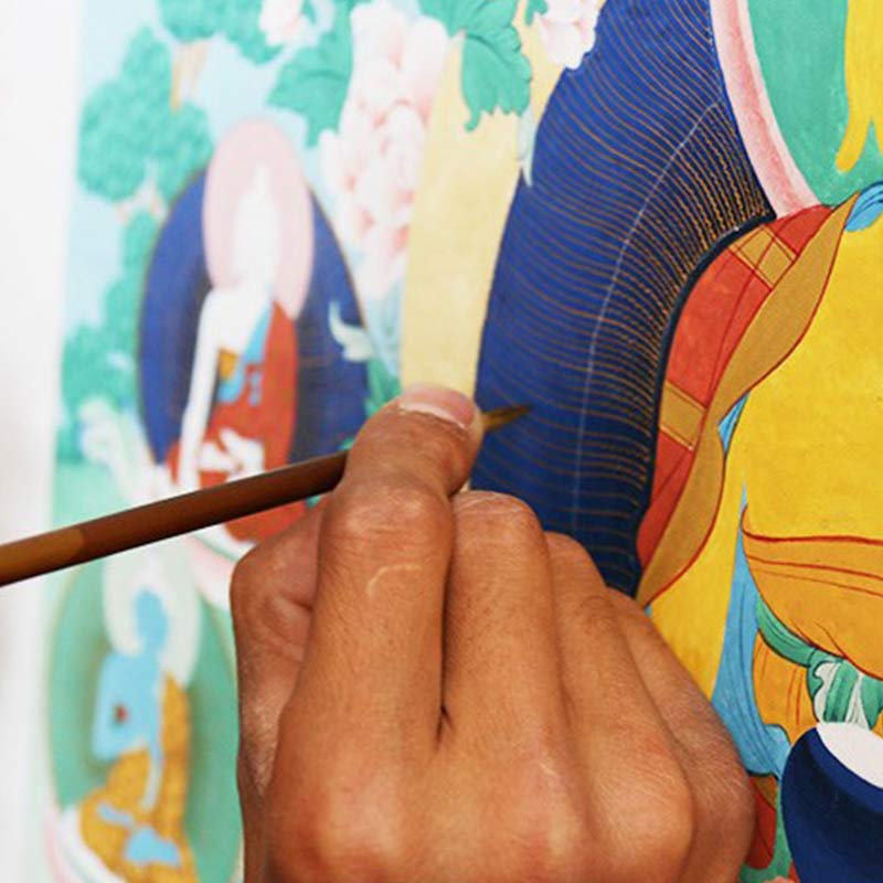 Peinture Thangka tibétaine en Buddha Stones , bénédiction, décoration faite à la main