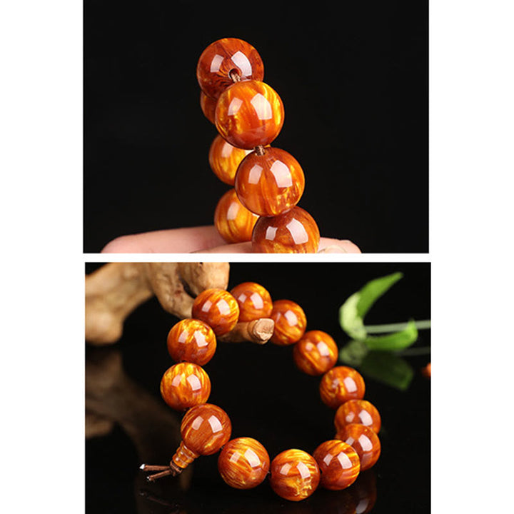 Bracelet Mala positif de réussite en saule de mer doré Buddha Stones