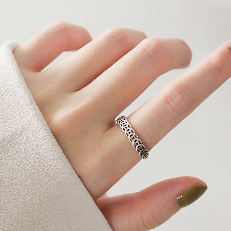 Bague ajustable porte-bonheur en cuivre vintage