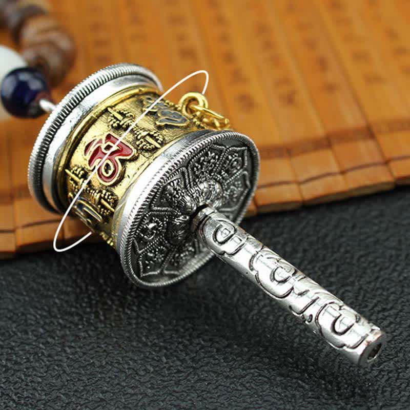 Collier pendentif en bois Vajra Buddha Stones tibétaines Om Mani Padme Hum et rotation de la roue de prière - image 11