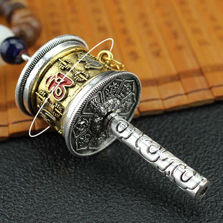Collier pendentif en bois Vajra Buddha Stones tibétaines Om Mani Padme Hum et rotation de la roue de prière - image 11