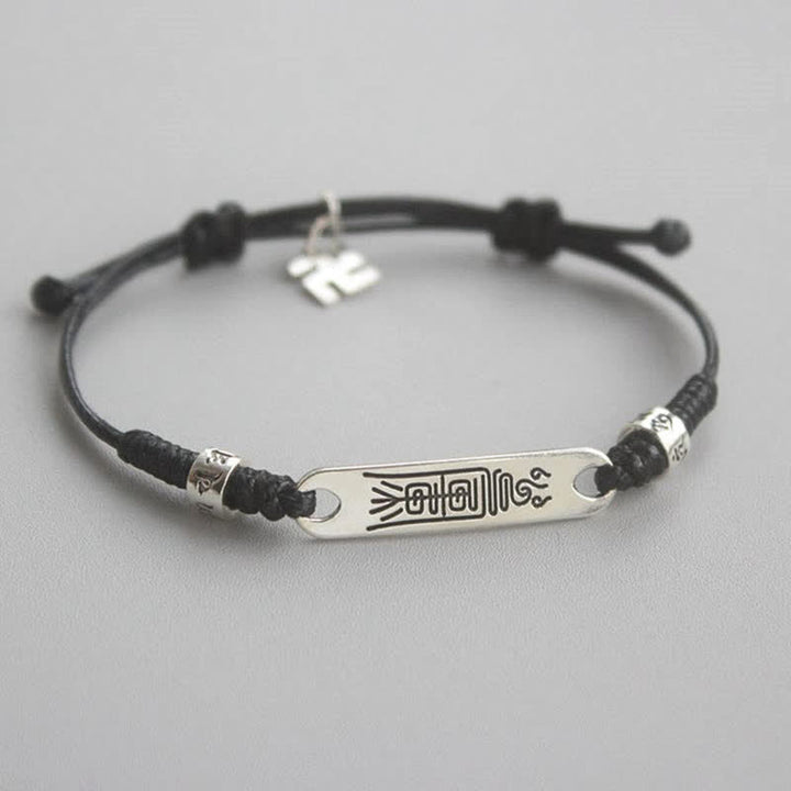 Bracelet tressé en argent sterling 925 Buddha Stones et ficelle rouge - Femmes - Noir (Tour de poignet 15-20 cm) - image 6