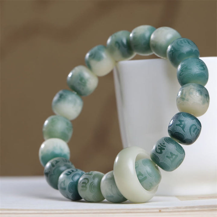 Bracelet gravé en Buddha Stones graines de Bodhi Om Mani Padme Hum pour éloigner les mauvais esprits