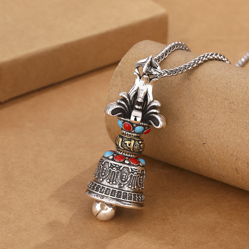 Collier pendentif en Buddha Stones tibétain Om Mani Padme Hum Dorje Vajra, cloche de force - Dorje/Vajra (Illumination ♥ Pouvoir spirituel) - image 1