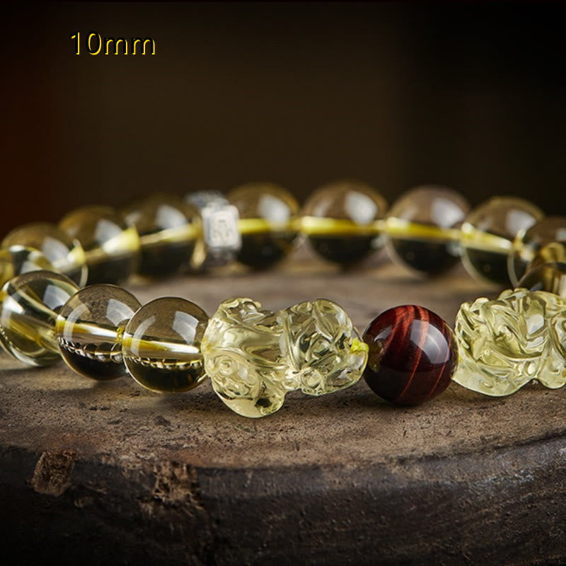 Bracelet de protection de prospérité en œil de tigre double PiXiu en Buddha Stones