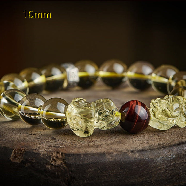 Bracelet de protection de prospérité en œil de tigre double PiXiu en Buddha Stones