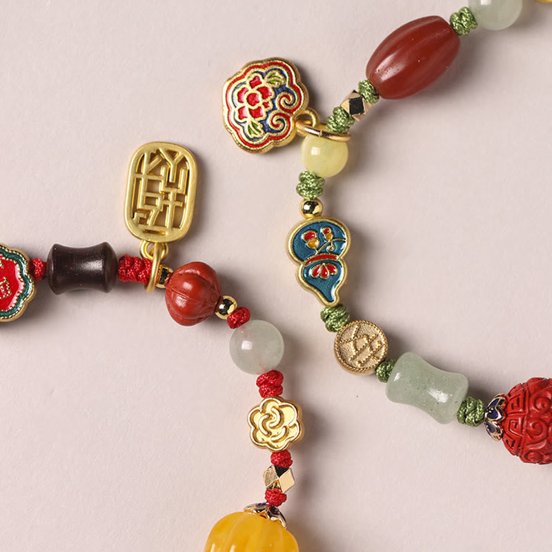 Bracelet tibétain en Buddha Stones , nuages de bon augure, fortune, bonheur, richesse, chance