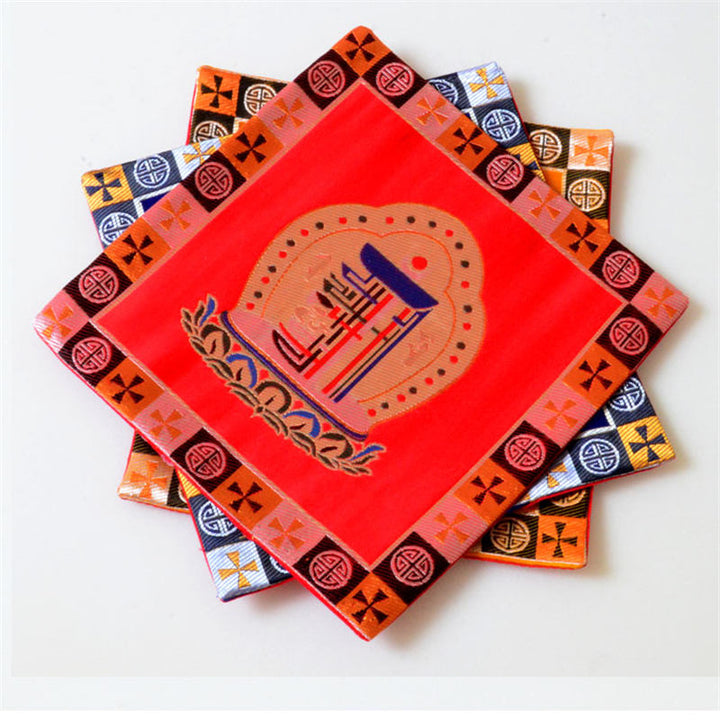 Tapis d'autel de prière Man-Bcu Kalachakra Tapis Jacquard de méditation de guérison - image 1