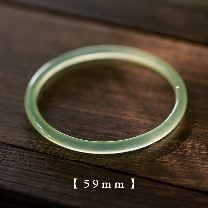 Bracelet manchette force courage en calcédoine verte naturelle Buddha Stones