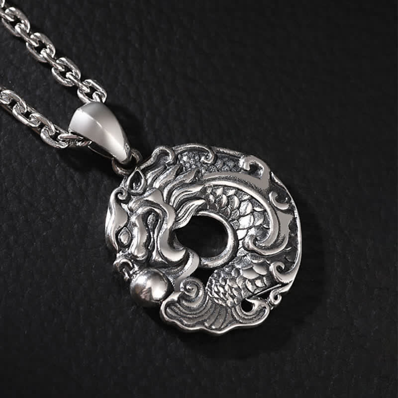 Collier pendentif en Buddha Stones avec boucle de paix et poisson Koi et dragon - image 10