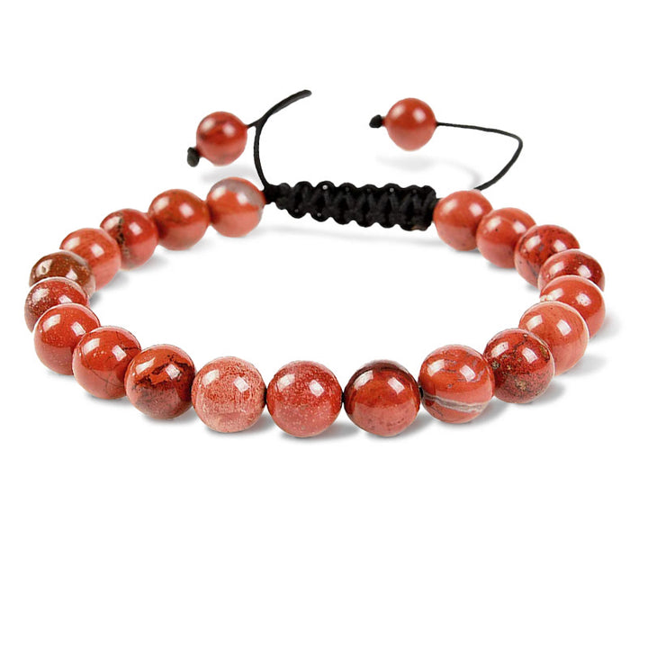 Bracelet en macramé unisexe réglable avec pierres précieuses et cristaux de guérison naturelles Buddha Stones - Jaspe rouge - image 15
