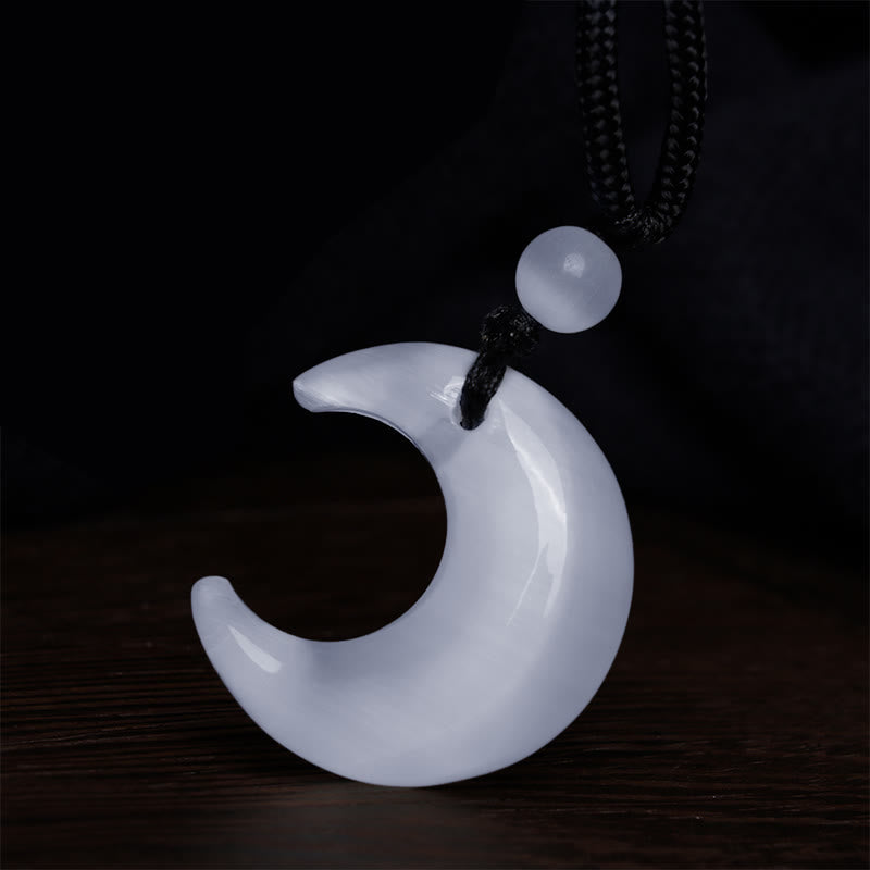 Collier pendentif en forme de croissant de lune en cristal d'obsidienne et de sélénite avec Buddha Stones et argent naturel, protection du couple Yin Yang - image 14