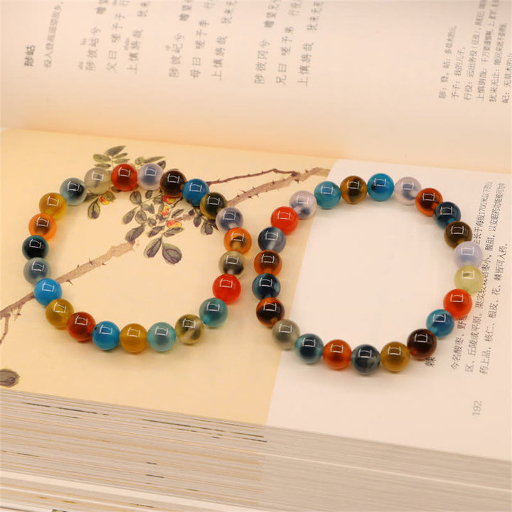 Bracelet de perles de guérison en agate bonbon colorée
