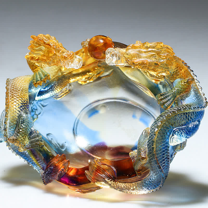 Buddha Stones Feng Shui Zodiaque chinois Dragon Fait à la main Pièce d'art en cristal Liuli Protection Décoration de bureau à domicile - image 5