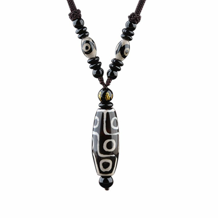 Collier de protection de richesse en perles Dzi à neuf yeux de Buddha Stones
