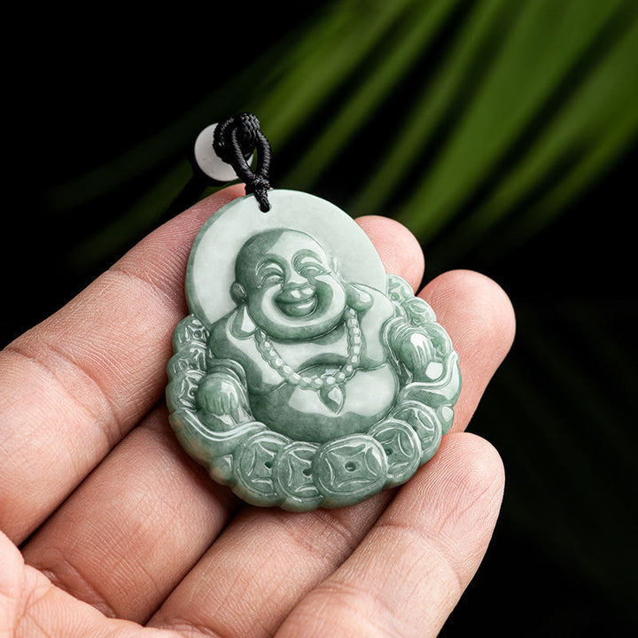 Collier pendentif en jade naturel et cuivre Bouddha rieur Buddha Stones de Bouddha - image 3