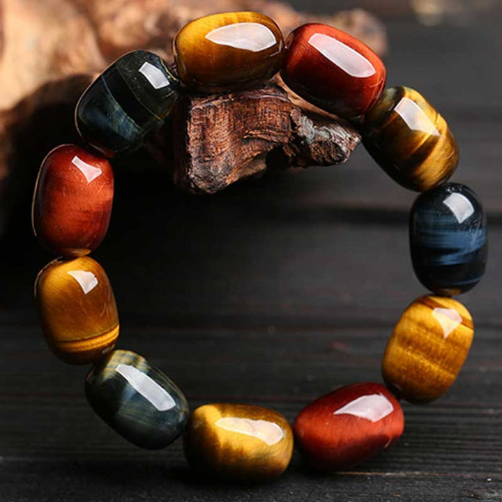 Bracelet de protection et de guérison en œil de tigre naturel Buddha Stones - Œil de tigre (Tour de poignet : 17-18 cm) - image 0