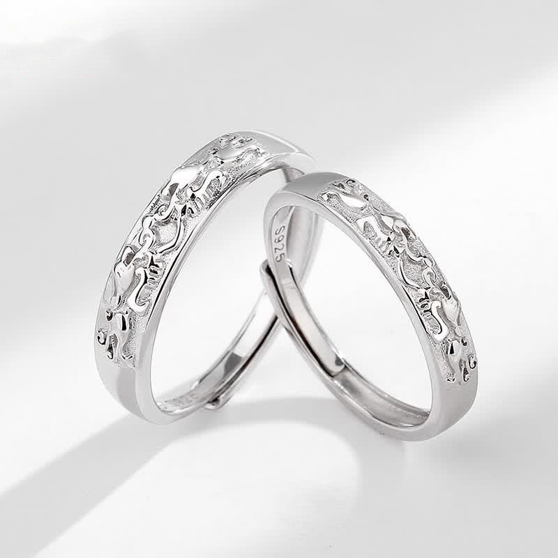 Bague de couple réglable en argent sterling 925 Buddha Stones PiXiu Balance