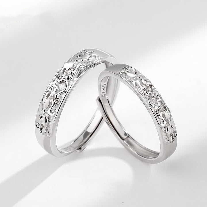 Bague de couple réglable en argent sterling 925 Buddha Stones PiXiu Balance