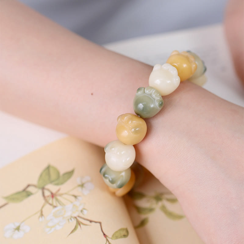 Bracelet d'harmonie calme avec pattes de chat mignon en Buddha Stones et graines de Bodhi multicouches - image 6