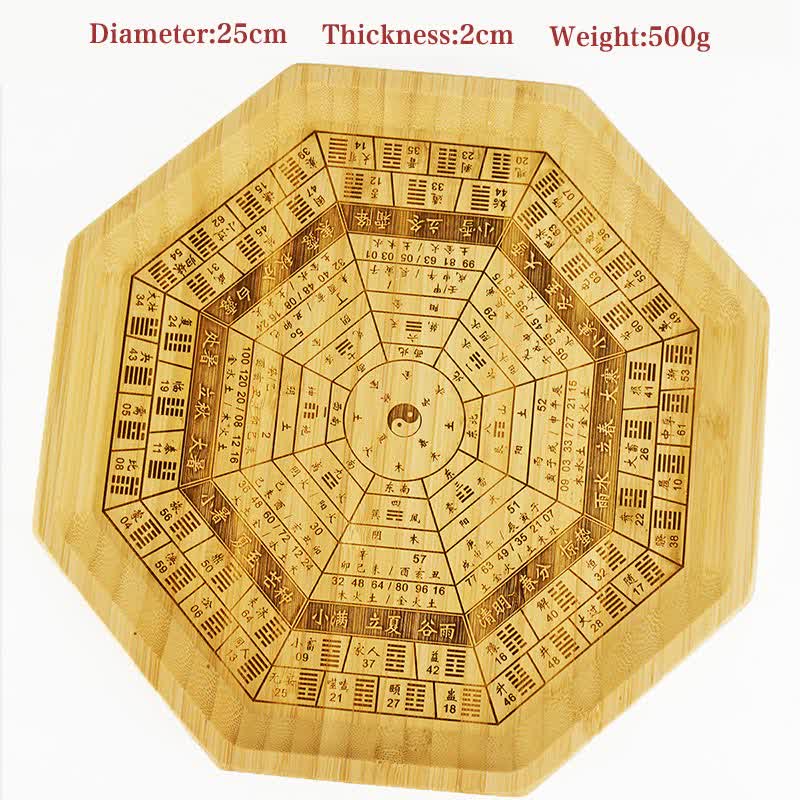 Carte Feng Shui Bambou Bagua Carte Harmonie Énergie - Carte Bagua des soixante-quatre trigrammes, 25 cm - image 24