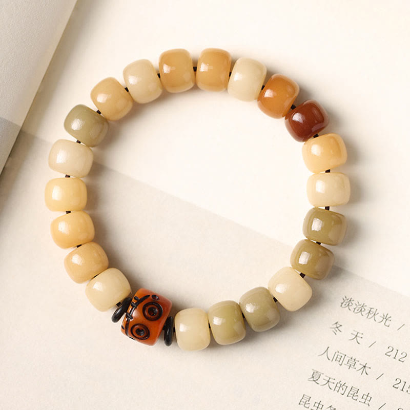 Buddha Stones Graine de Bodhi Naturelle Le Seigneur de la Forêt des Cadavres Bracelet de Sagesse Om Mani Padme Hum