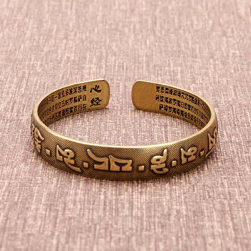 Bracelet manchette en cuir et cuivre Buddha Stones, 2 pièces, Om Mani Padme Hum, Dragon Phoenix
