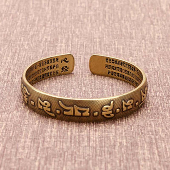 Bracelet manchette en cuir et cuivre Buddha Stones, 2 pièces, Om Mani Padme Hum, Dragon Phoenix