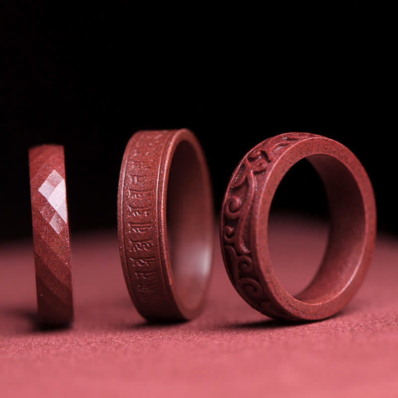 Bague de bénédiction de nuages ​​de Buddha Stones Cinabre Om Mani Padme Hum - image 0