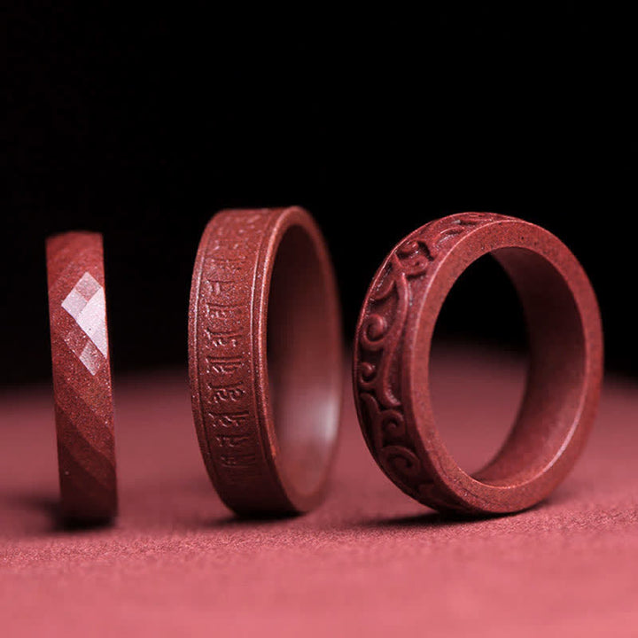 Bague de bénédiction de nuages ​​de Buddha Stones Cinabre Om Mani Padme Hum - image 0
