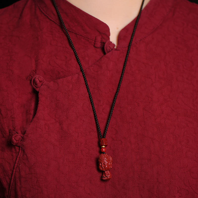 Buddha Stones Zodiaque chinois Bouddha natal Amulette en cinabre naturel Collier pendentif éloignant les mauvais esprits