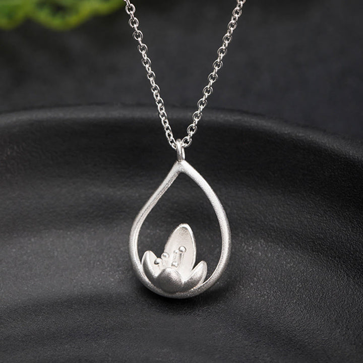 Collier pendentif fleur de lotus en argent sterling 925 Buddha Stones - image 6
