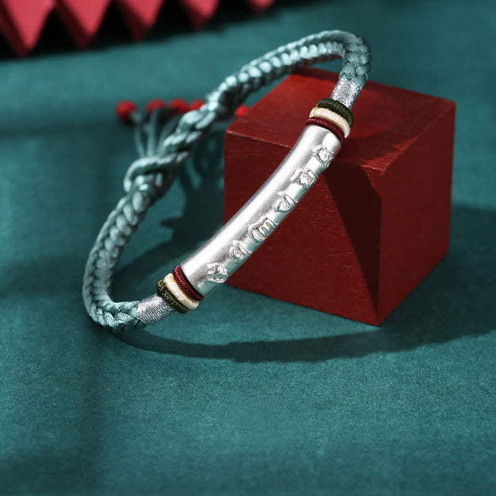 Bracelet en argent sterling 999 avec Buddha Stones Om Mani Padme Hum et force de protection - Argent sterling 999 - Vert (Taille du bracelet : 16 + 4,5 cm) - image 9