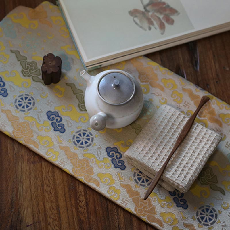 Dessous de verre élégant à motif de brocart floral pour tasse à thé