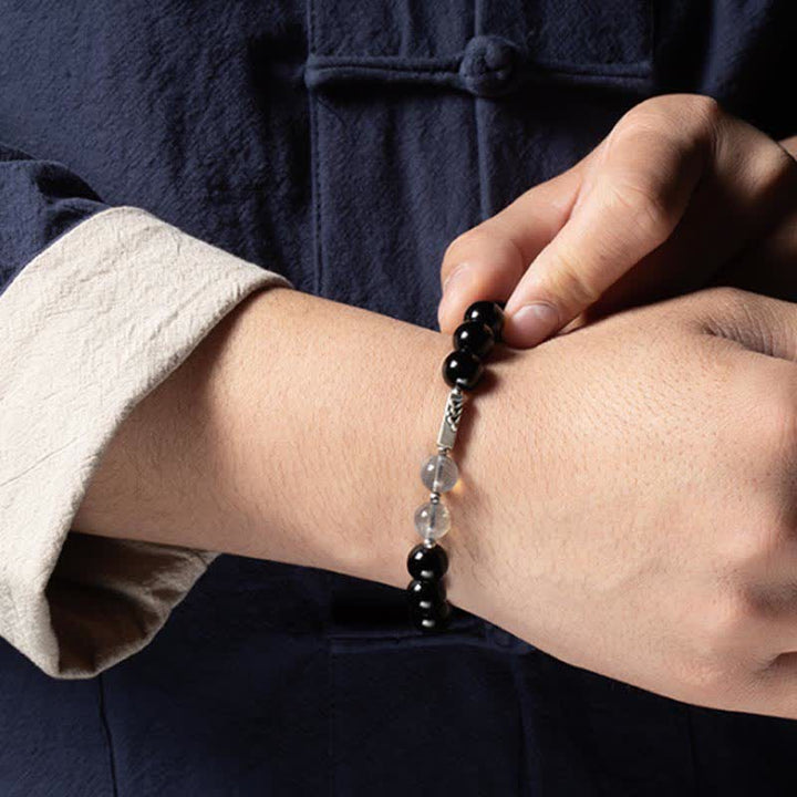 Bracelet couple en argent sterling 925 avec obsidienne et pierre de lune - image 8