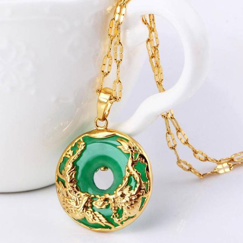 Collier de prospérité en jade naturel Buddha Stones