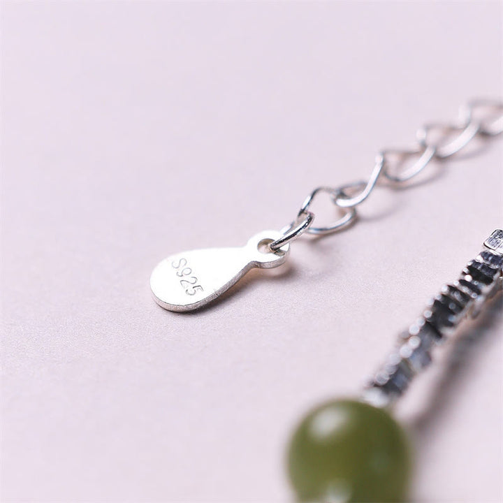 Bracelet porte-bonheur en argent sterling 925 avec perles de jade Hetian et Buddha Stones