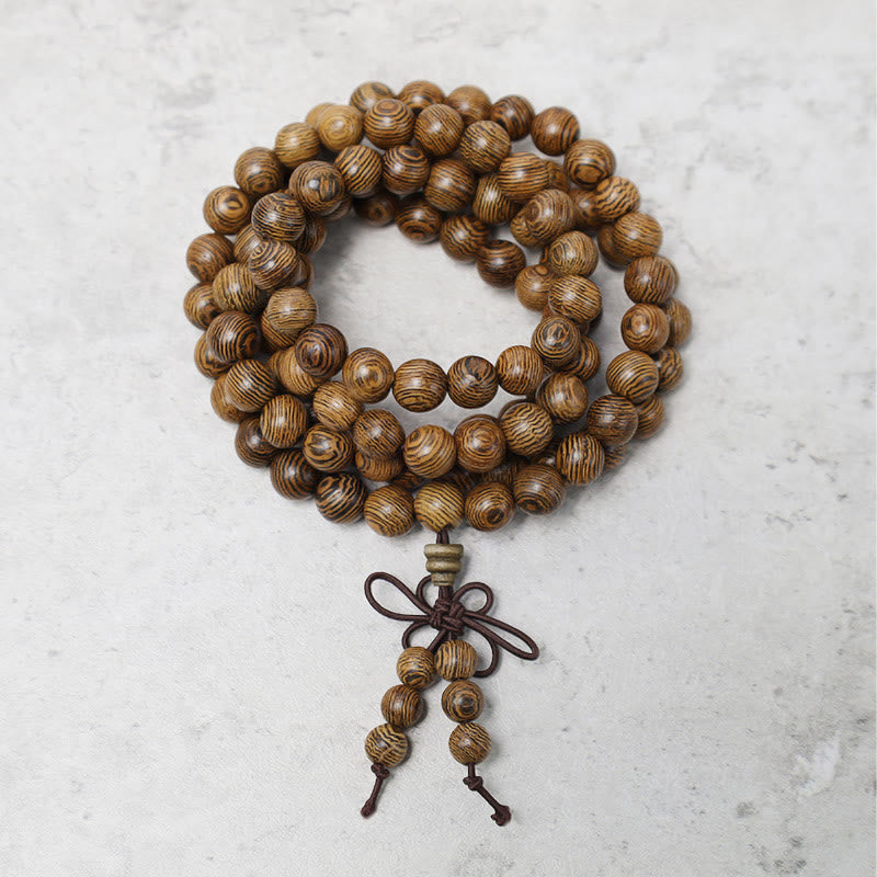 Bracelet Mala 108 Buddha Stones Prière Méditation Bois de Santal Élastique - Bois de wengé - image 13