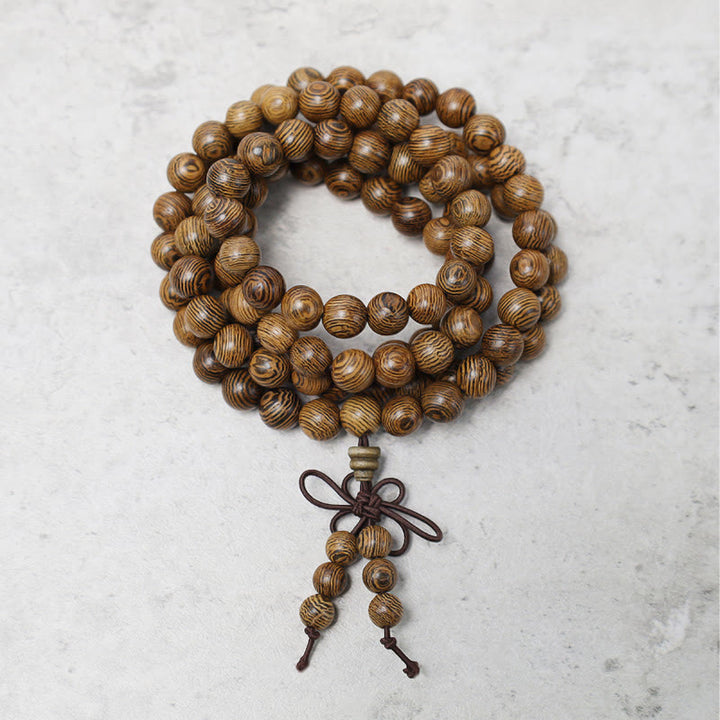 Bracelet Mala 108 Buddha Stones Prière Méditation Bois de Santal Élastique - Bois de wengé - image 13