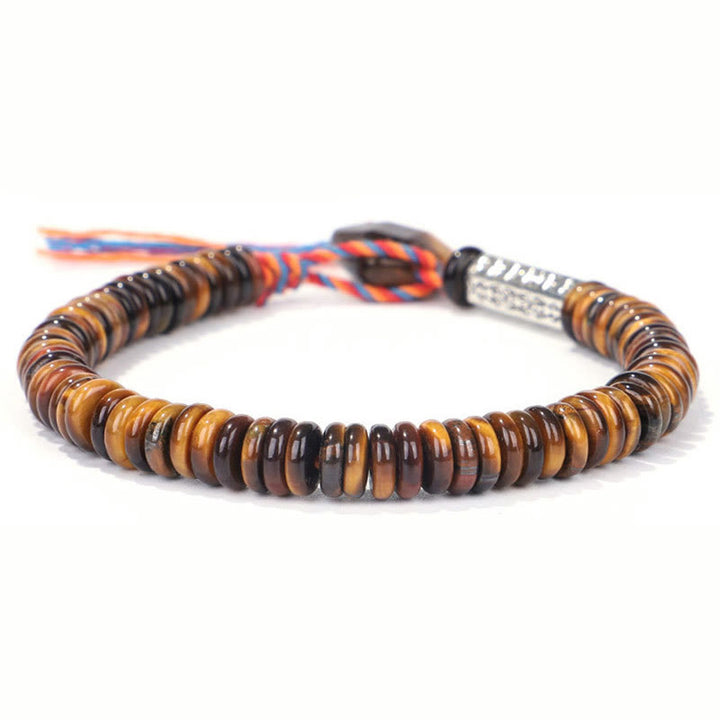 Bracelet de protection et de pouvoir tibétain en Buddha Stones et œil de tigre Om Mani Padme Hum