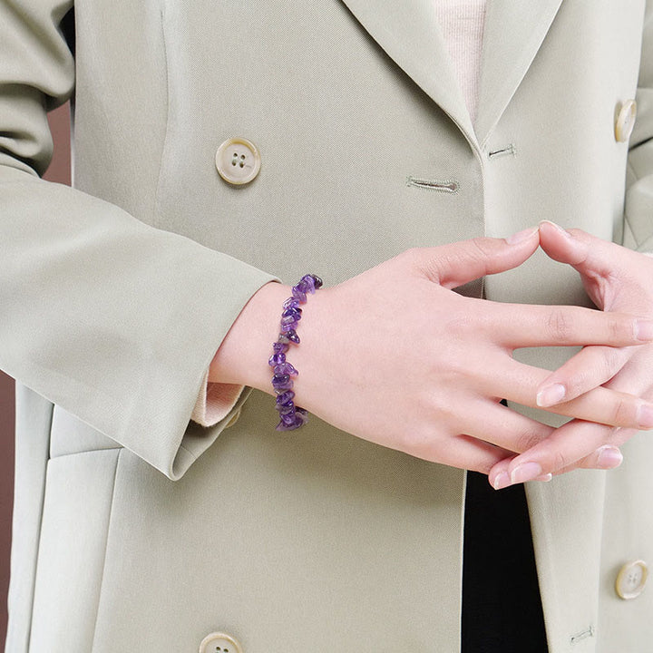 Bracelet apaisant et chaleureux en pierre de cristal de forme irrégulière naturelle - image 12