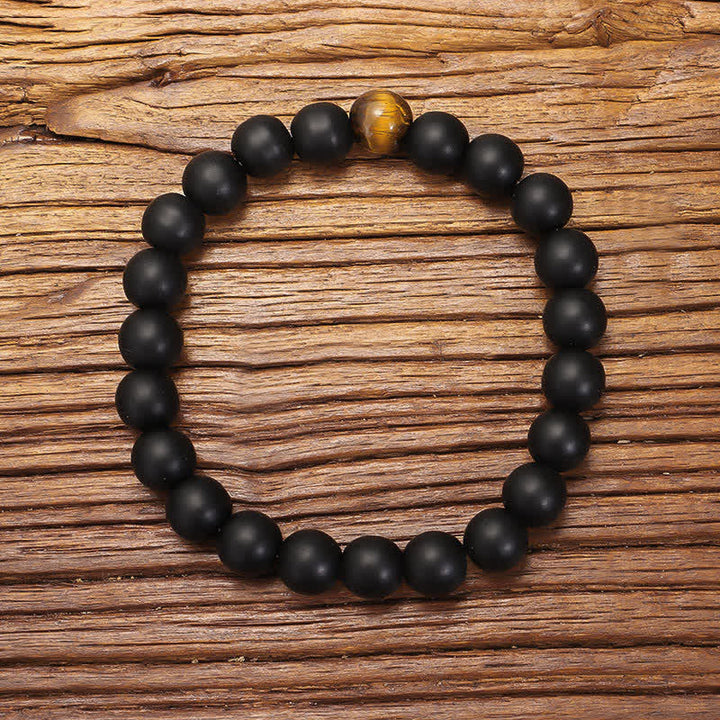 Buddha Stones en pierre givrée œil de tigre avec pendentif et équilibre