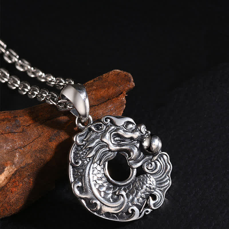 Collier pendentif en Buddha Stones avec boucle de paix et poisson Koi et dragon - image 2